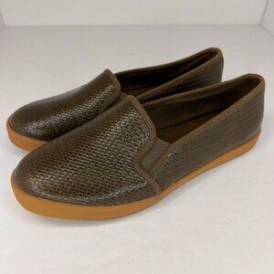 Nautica Womens Taupe Sunchaser Casual Low Top Leather Size 8.5 Slip-On Shoes